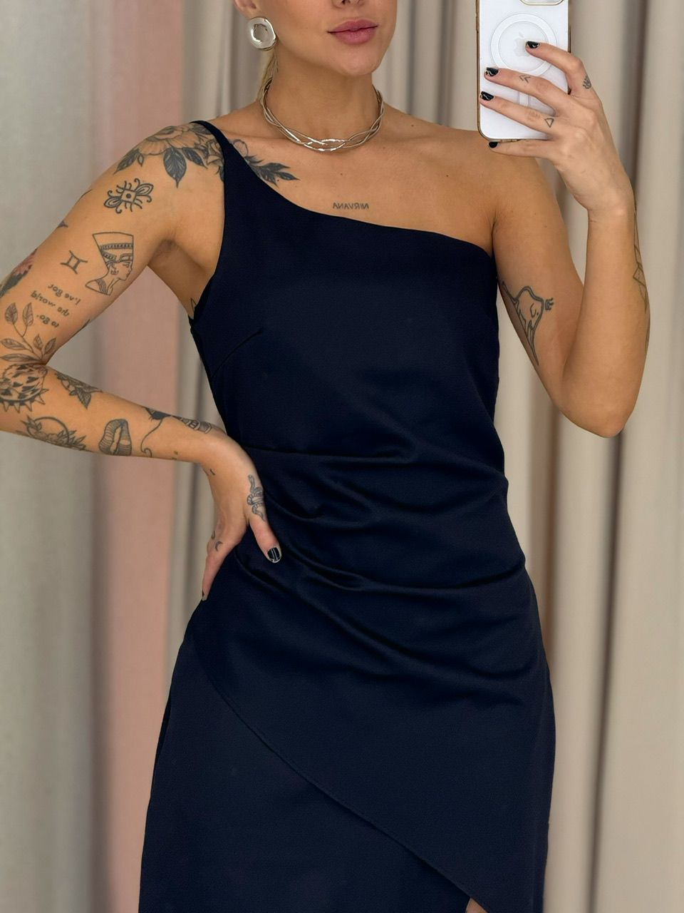 VESTIDO LUCY DRAPEADO preto