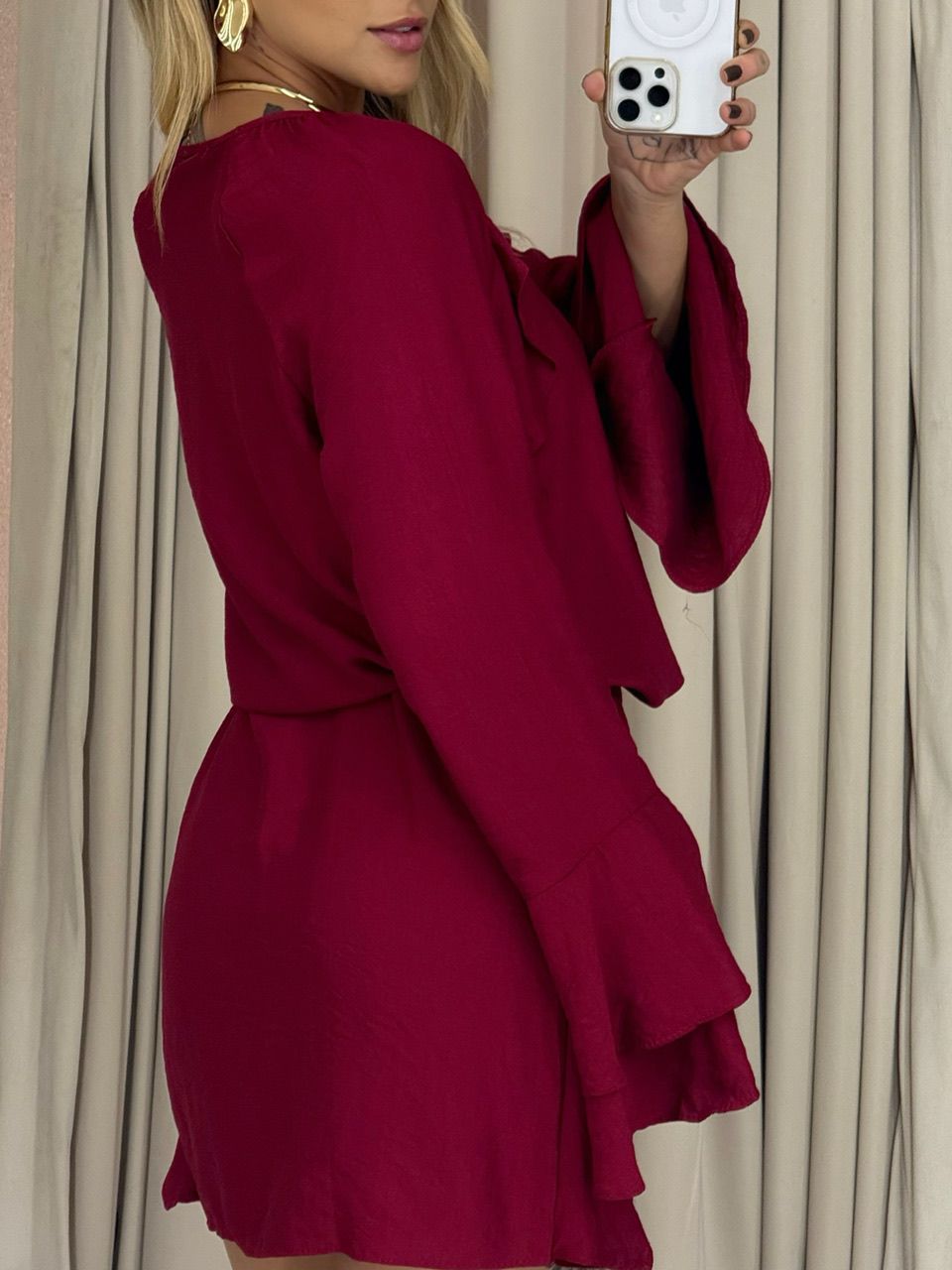 VESTIDO MAYUMI MANGA LONGA VERMELHO