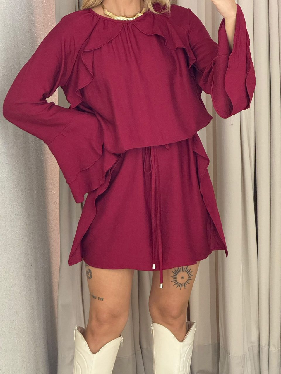 VESTIDO MAYUMI MANGA LONGA VERMELHO
