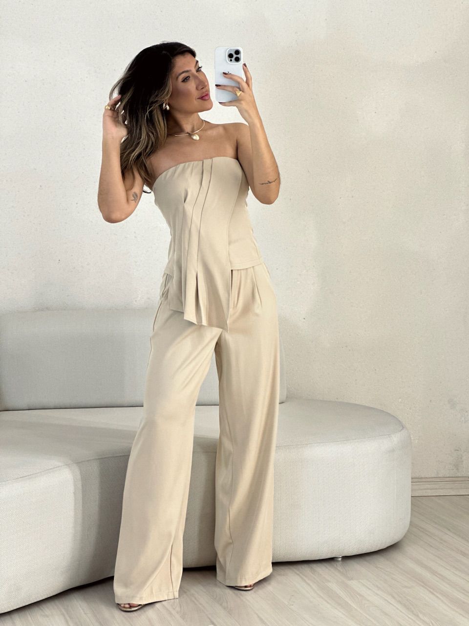 CONJUNTO MARCELA CALÇA NUDE - 0054050049 - CAROLLA FERRARO