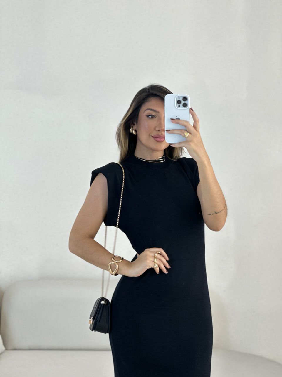 VESTIDO MUSCLE MIDI preto