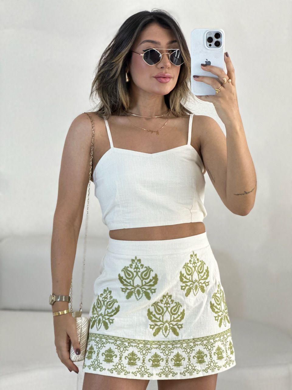 CONJUNTO ADRIENY Short saia Marfim