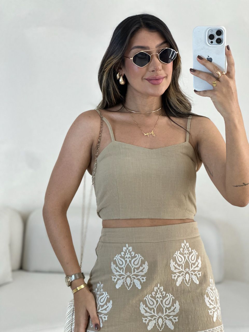 CONJUNTO ADRIENY Short saia Nude
