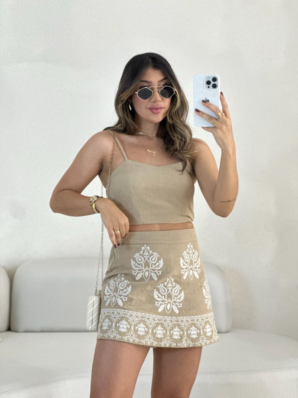 CONJUNTO ADRIENY Short saia Nude
