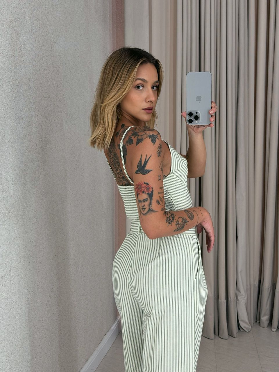 CONJUNTO DANI CALÇA LISTRAS VERDE