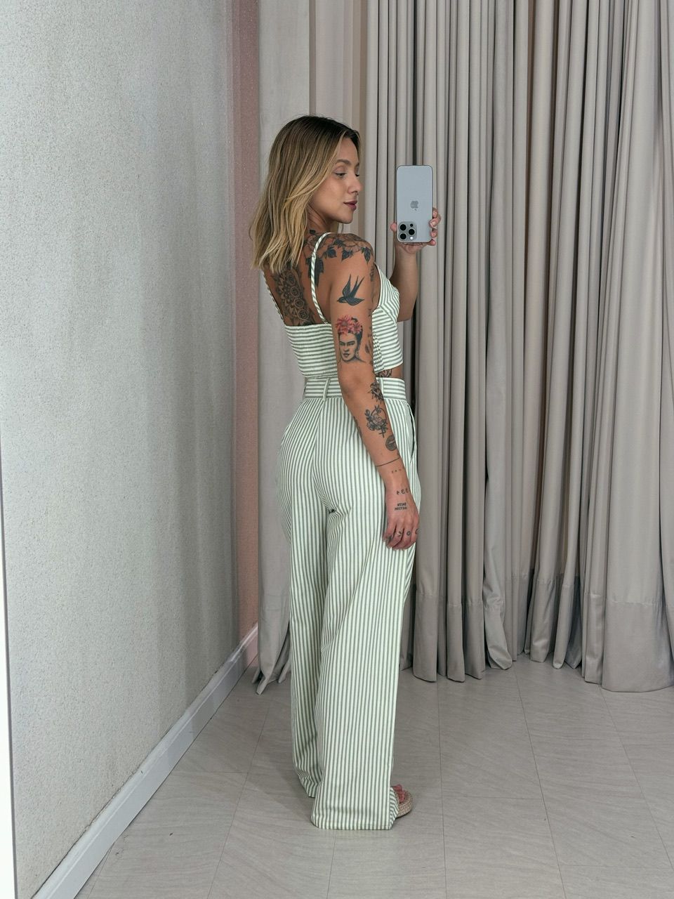 CONJUNTO DANI CALÇA LISTRAS VERDE