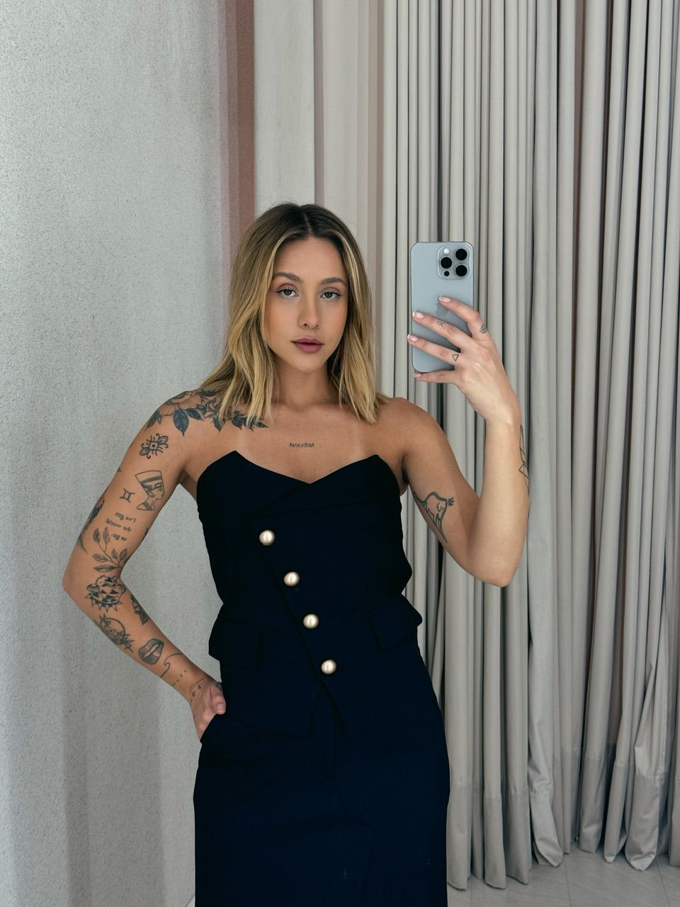 CONJUNTO POLIANE SAIA CROPPED PRETO