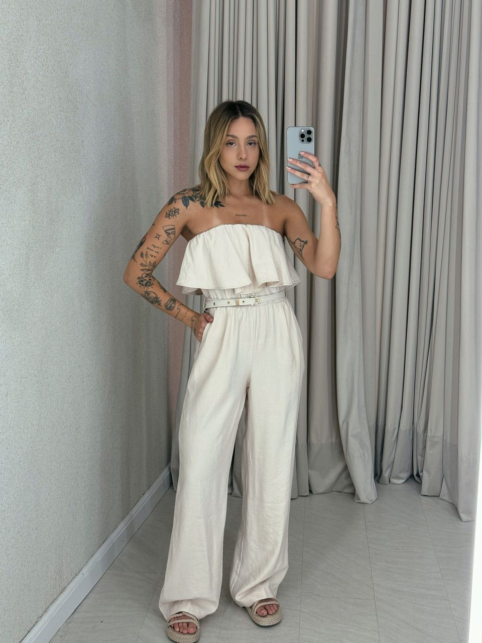  MACACÃO CECILIA TOMARA QUE CAIA NUDE - 0056290049 - CAROLLA FERRARO