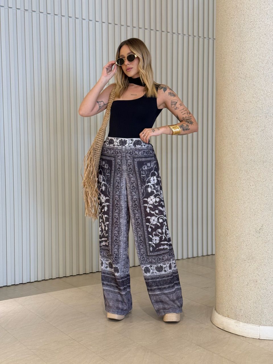 CALÇA ELISE ESTAMPADA CHUMBO