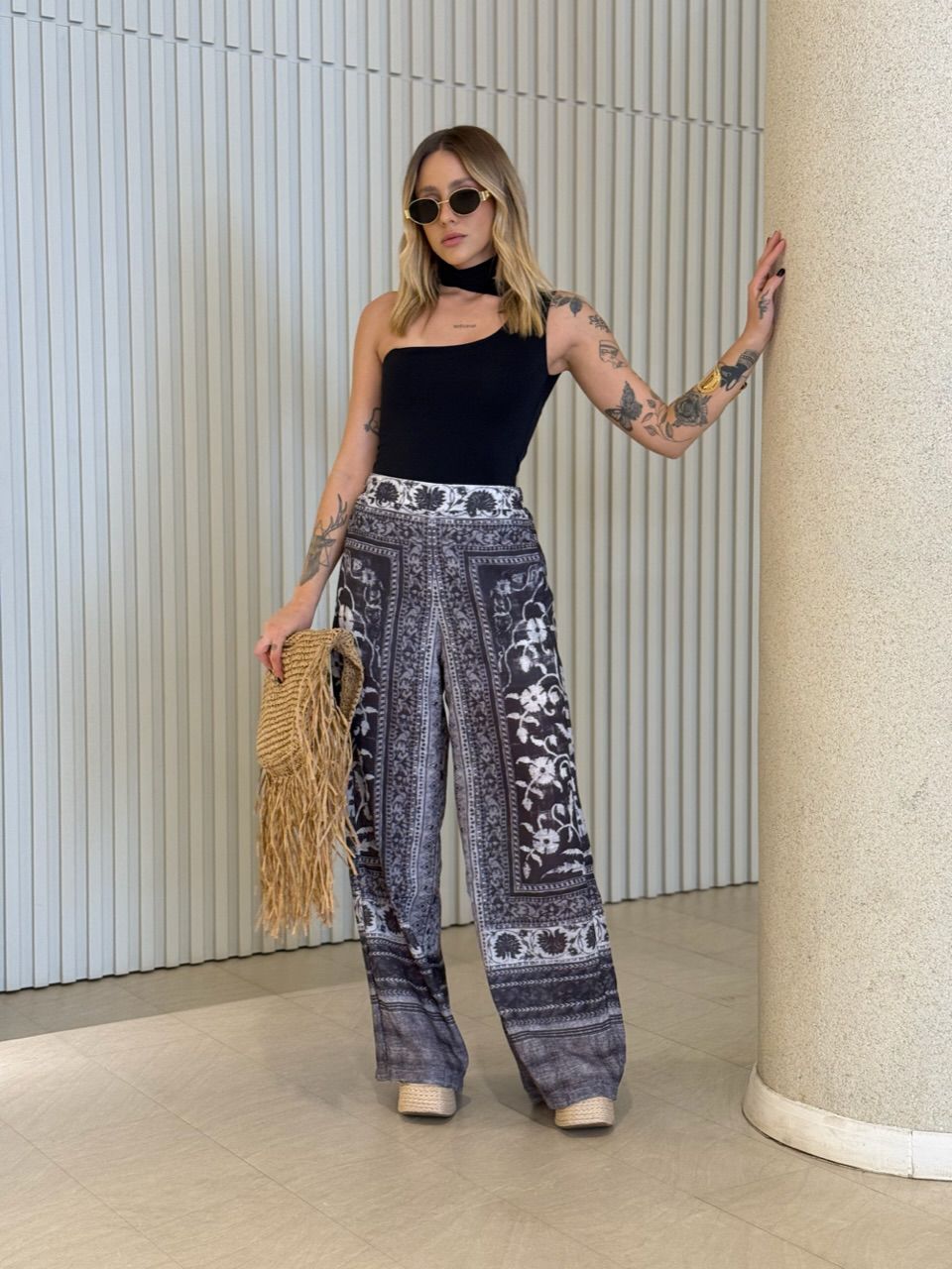 CALÇA ELISE ESTAMPADA CHUMBO