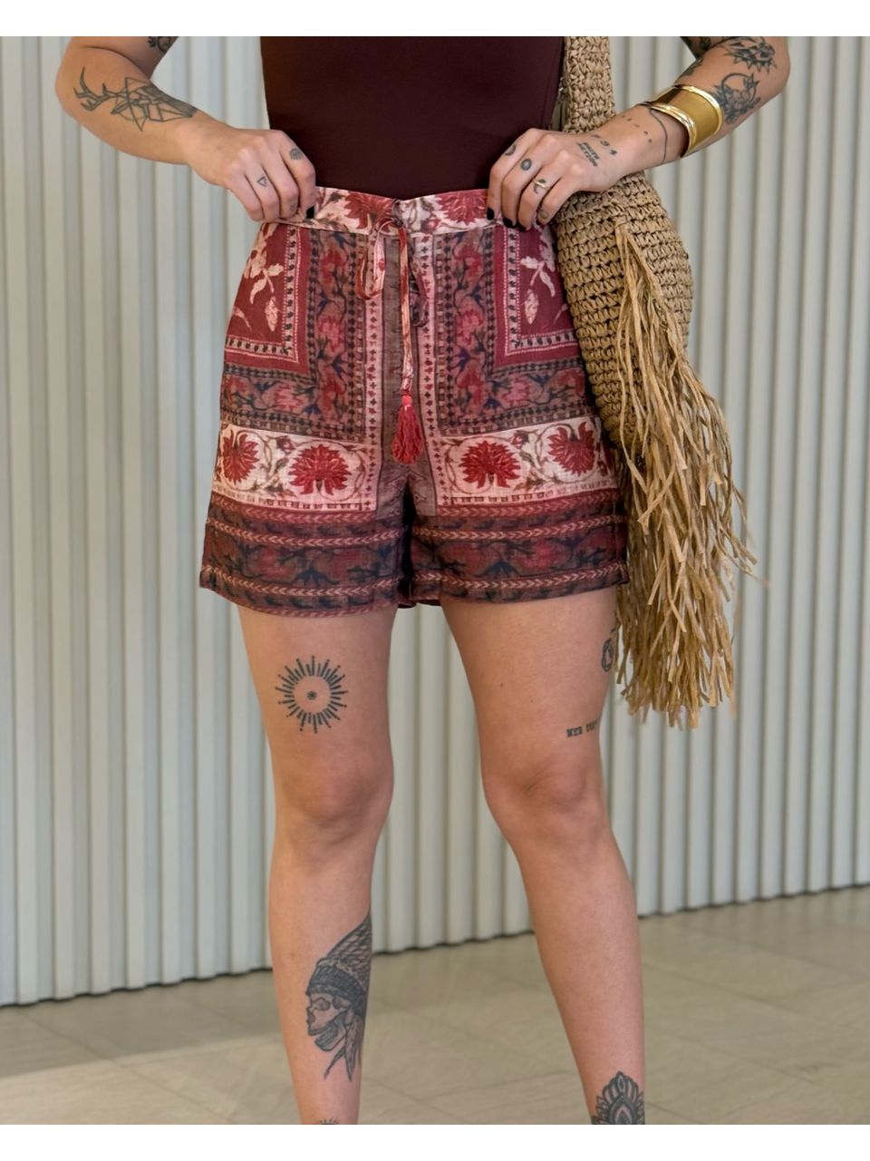 SHORT KATE ESTAMPADO VERMELHO - 0068950277 - CAROLLA FERRARO