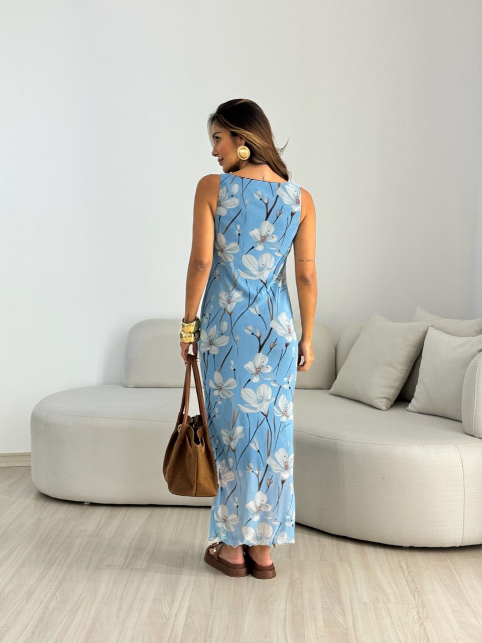 VESTIDO GRETA TULE AZUL/ESTAMPADO