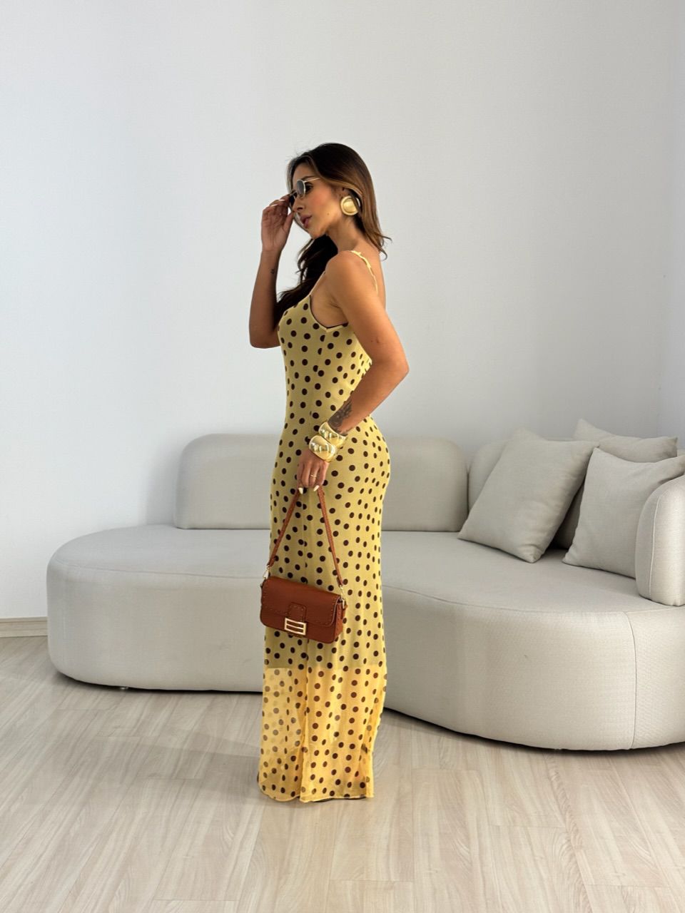 VESTIDO RUBY TULE POÁ AMARELO