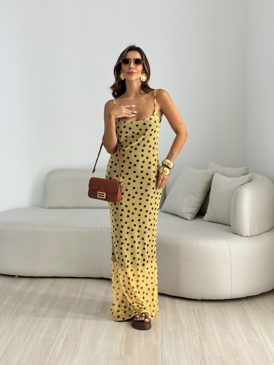 VESTIDO RUBY TULE POÁ AMARELO