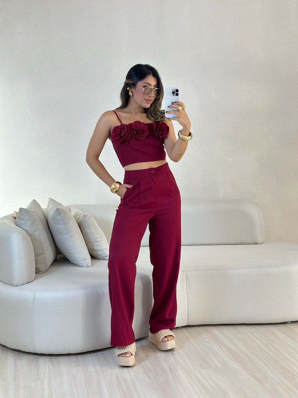 CONJUNTO CLARICE FLOR CHERRY RED - 0055090330 - CAROLLA FERRARO