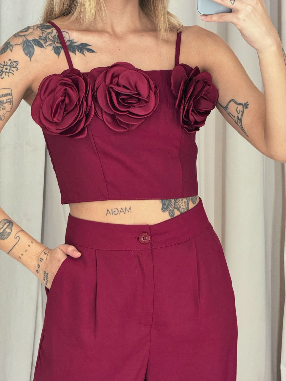 CONJUNTO CLARICE FLOR CHERRY RED