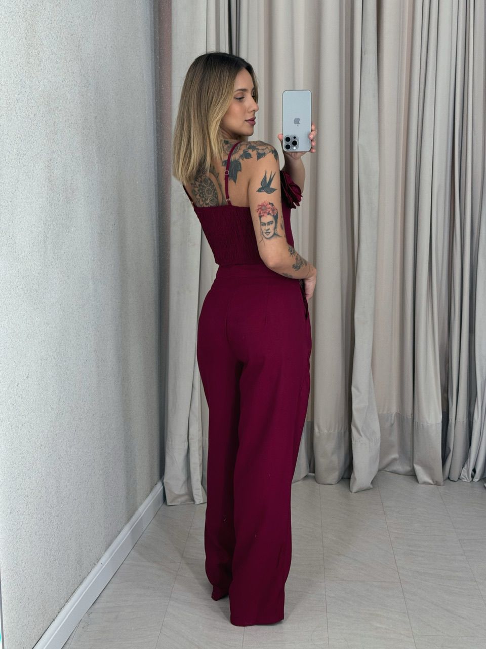 CONJUNTO CLARICE FLOR CHERRY RED