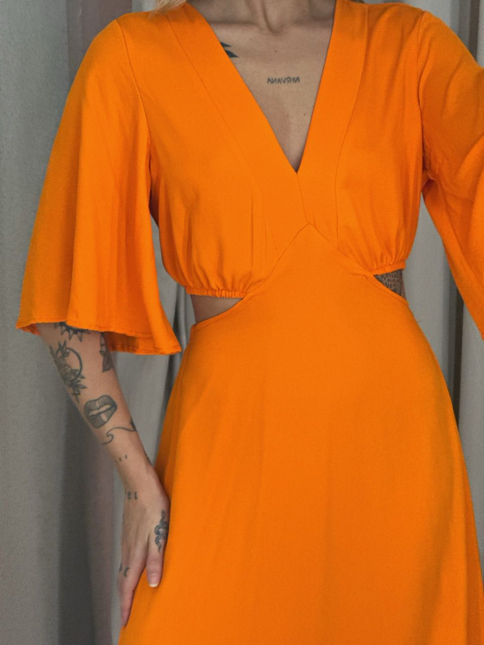 VESTIDO IPANEMA 04 MANGA LARANJA