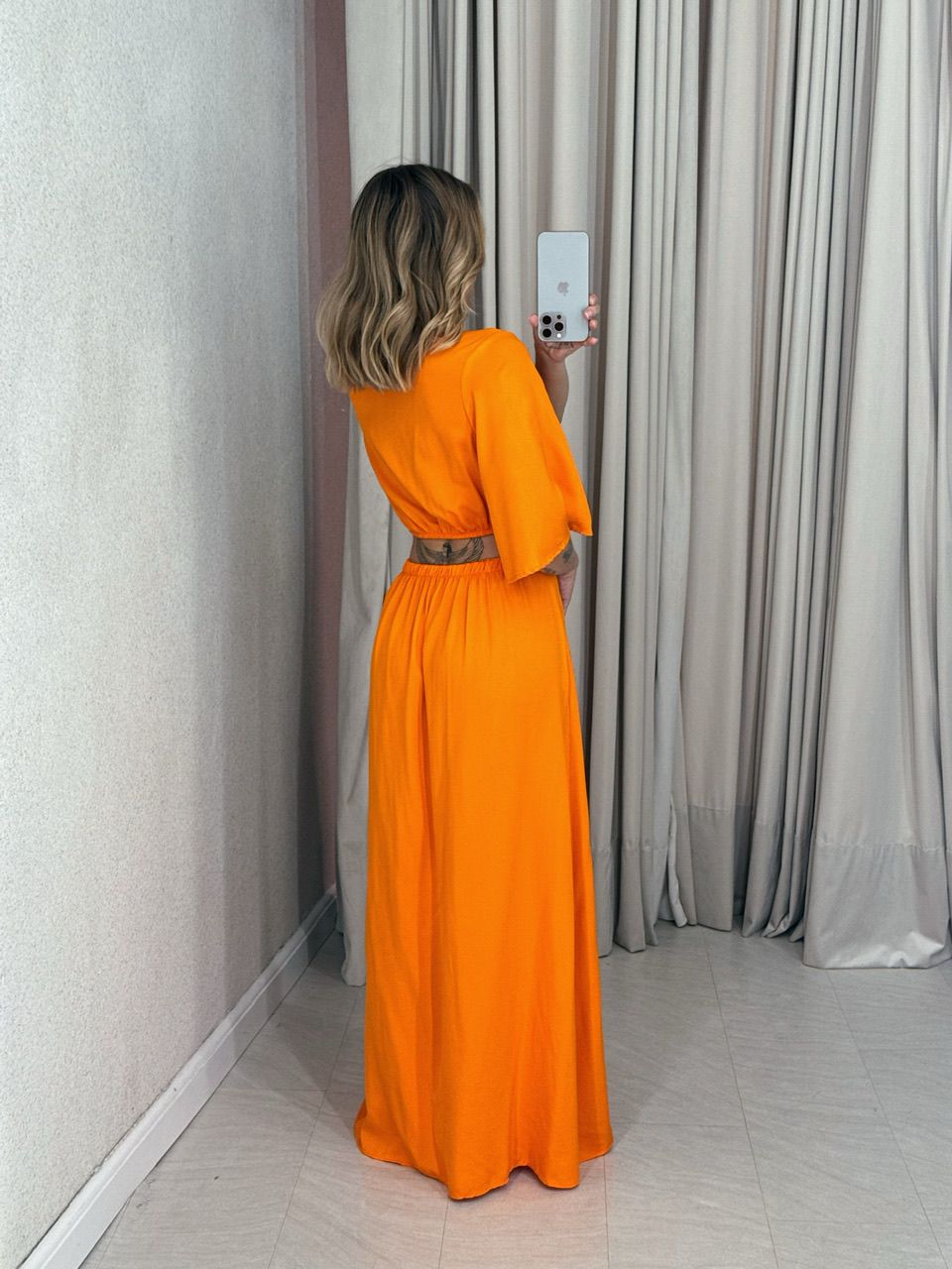 VESTIDO IPANEMA 04 MANGA LARANJA
