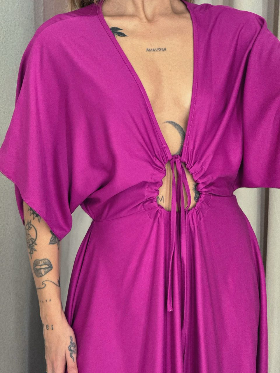 VESTIDO MARISOL LISO FUCSIA