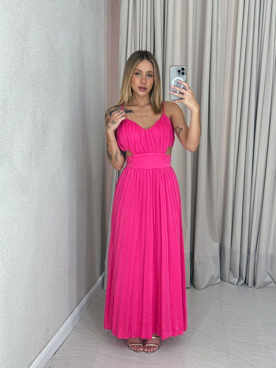 VESTIDO ZARA PLISSADO PINK