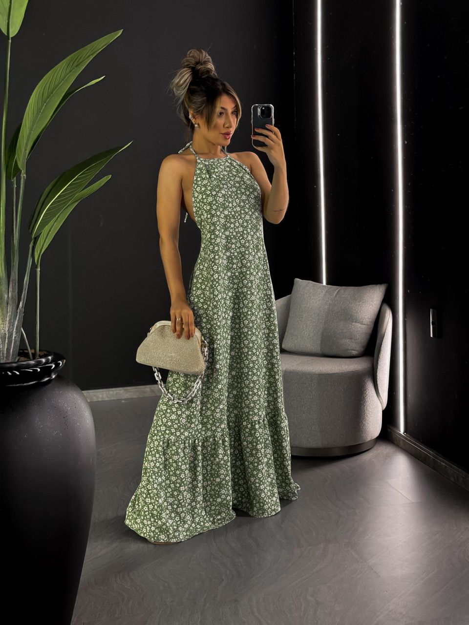 VESTIDO LUNA FLORAL VERDE - 0047440014 - CAROLLA FERRARO