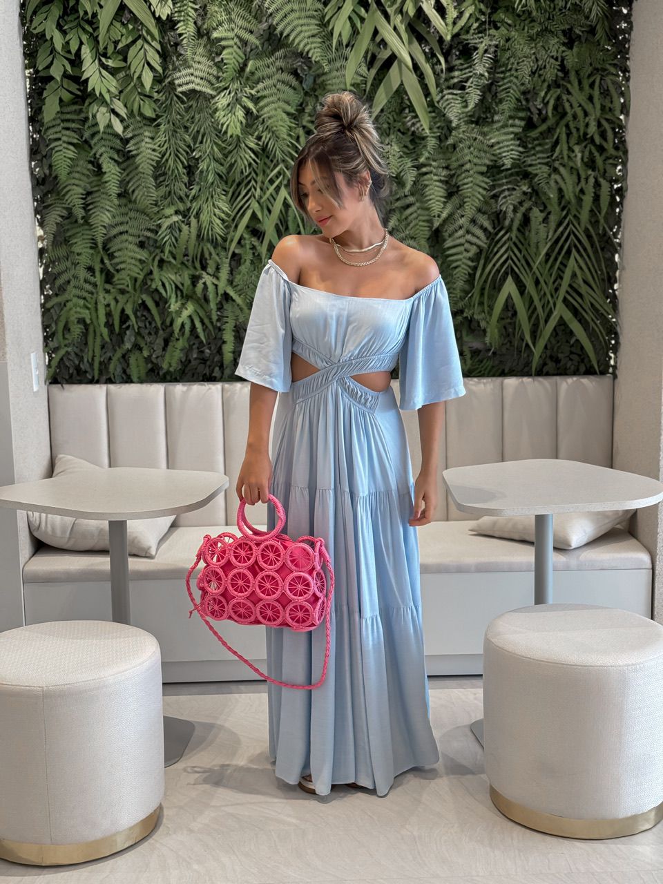 VESTIDO PARIS LONGO Azul Claro - 0047420106 - CAROLLA FERRARO