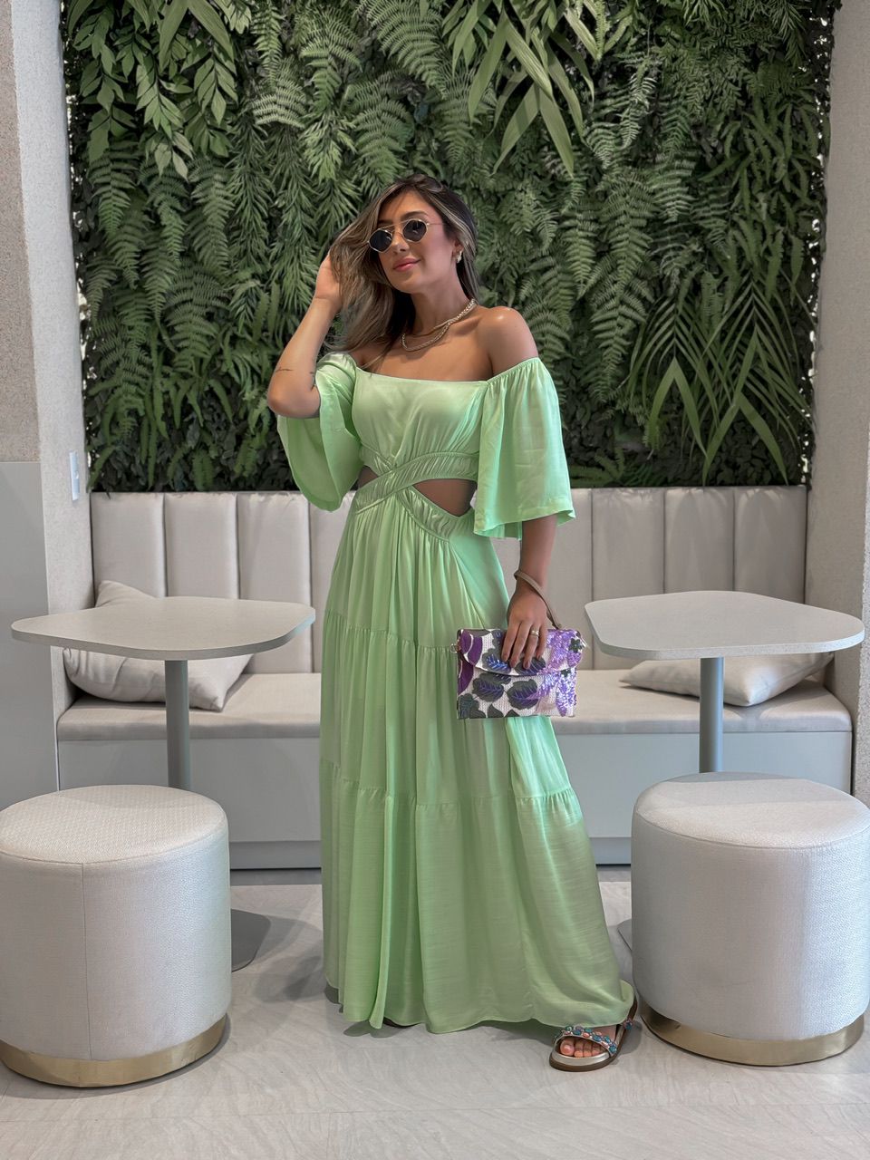 VESTIDO PARIS LONGO Verde Claro - 0047420012 - CAROLLA FERRARO