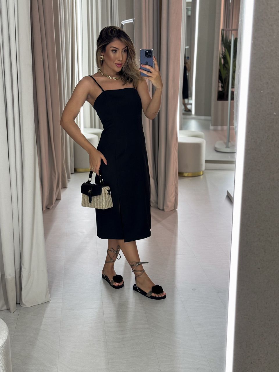 VESTIDO SANDY ALÇA PRETO
