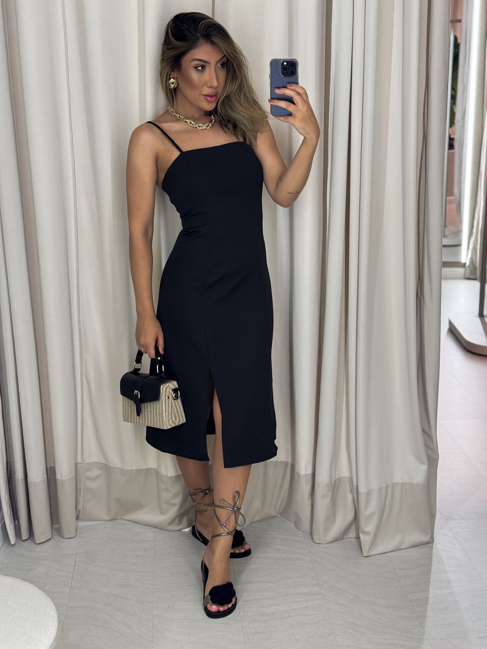 VESTIDO SANDY ALÇA PRETO