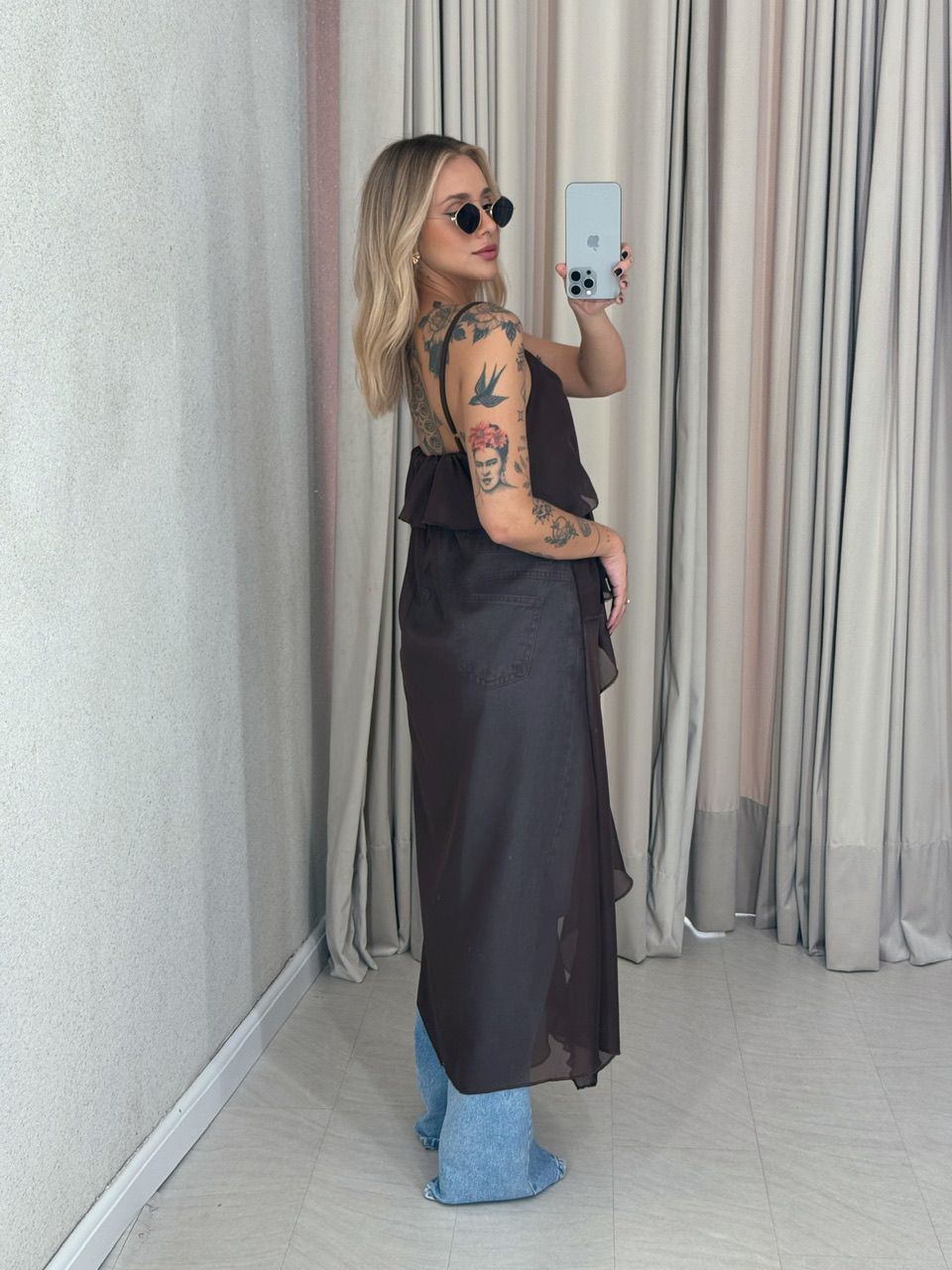 BLUSA JULIETA BABADOS MARROM