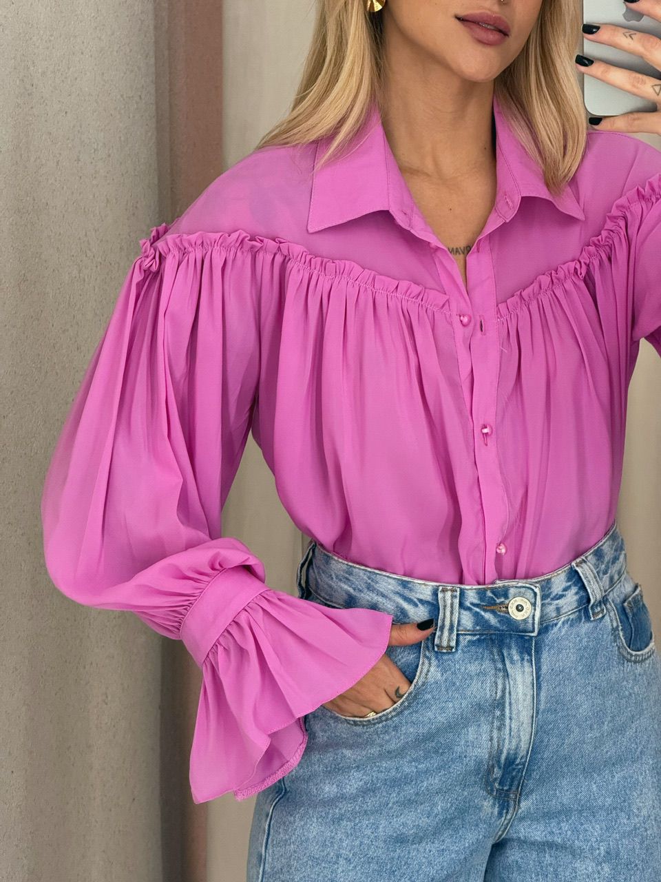 CAMISA DAIANE MANGA LONGA LILÁS