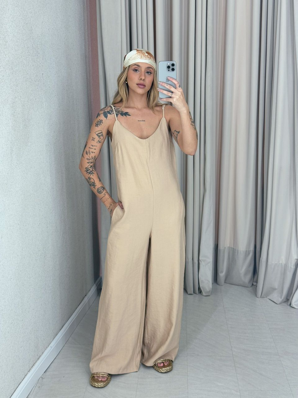 MACACÃO ANA BEATRIZ ALÇA Nude - 0061150049 - CAROLLA FERRARO