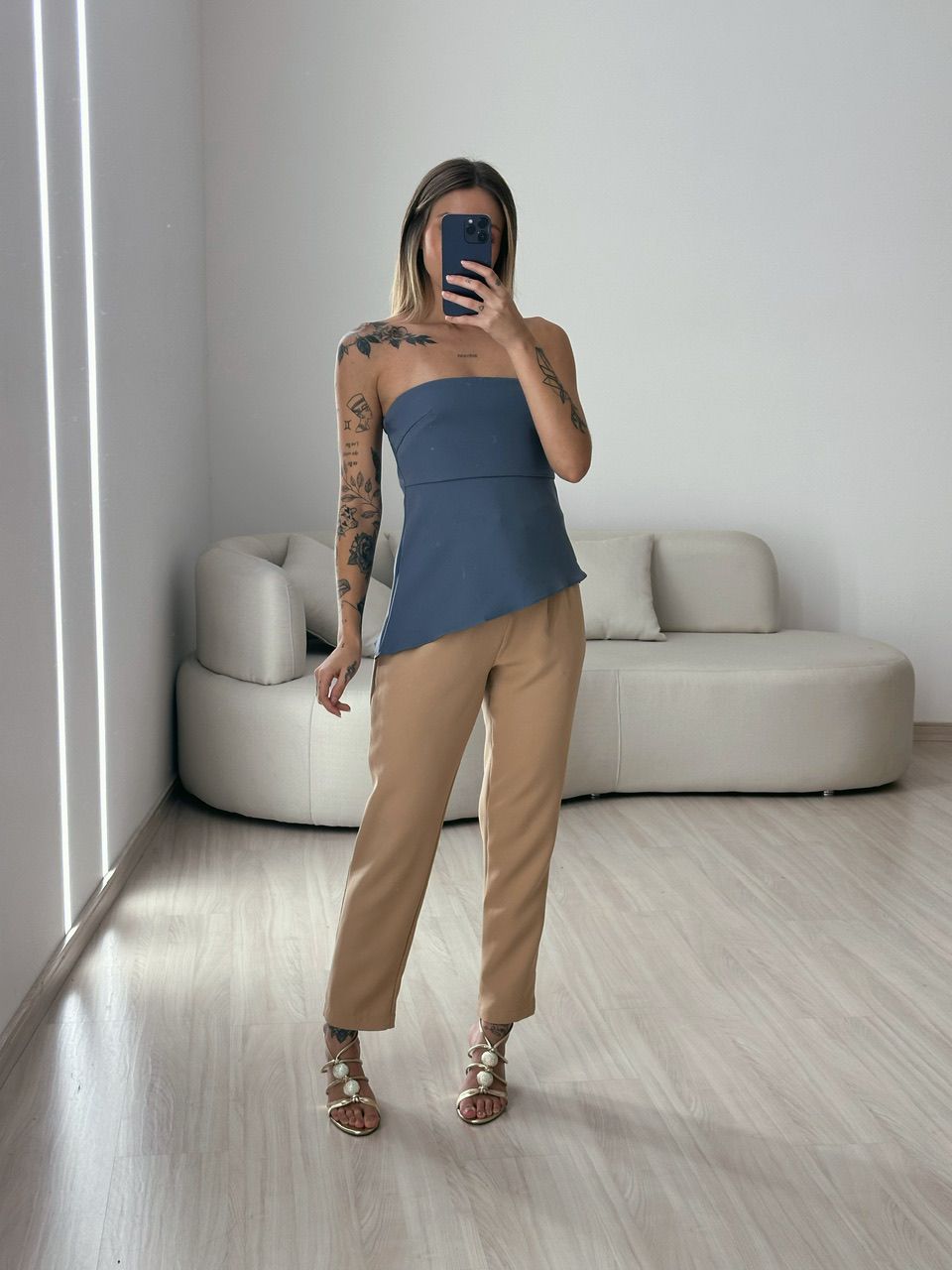 BLUSA TOMARA QUE CAIA CINZA