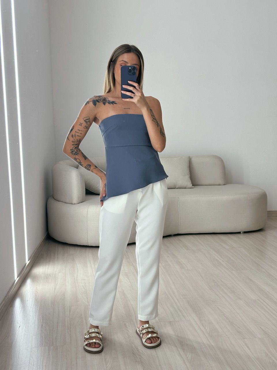 BLUSA TOMARA QUE CAIA CINZA