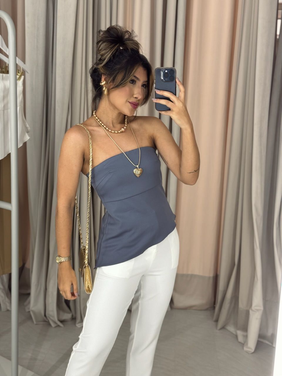 BLUSA TOMARA QUE CAIA CINZA