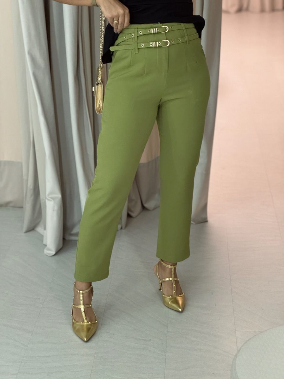 CALÇA YARA SKINNY PISTACHE - 0048340145 - CAROLLA FERRARO