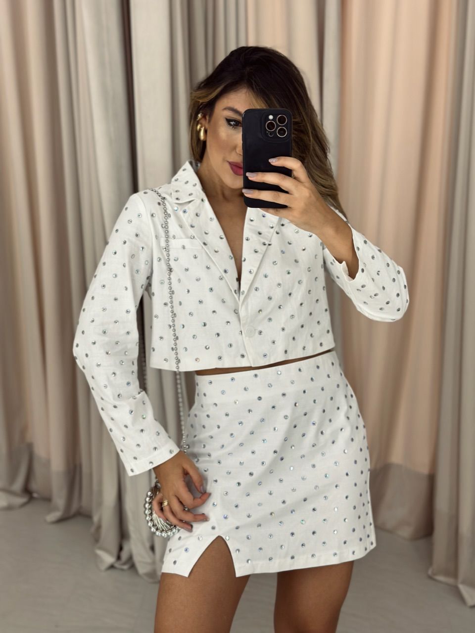 CONJUNTO BLAZER/SAIA BRILHO OFF