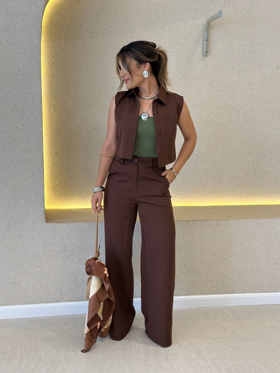 CONJUNTO KAREN CALÇA MARROM