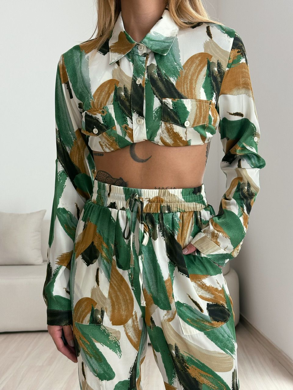 CALÇA JOGGER NINA ESTAMPADA VERDE