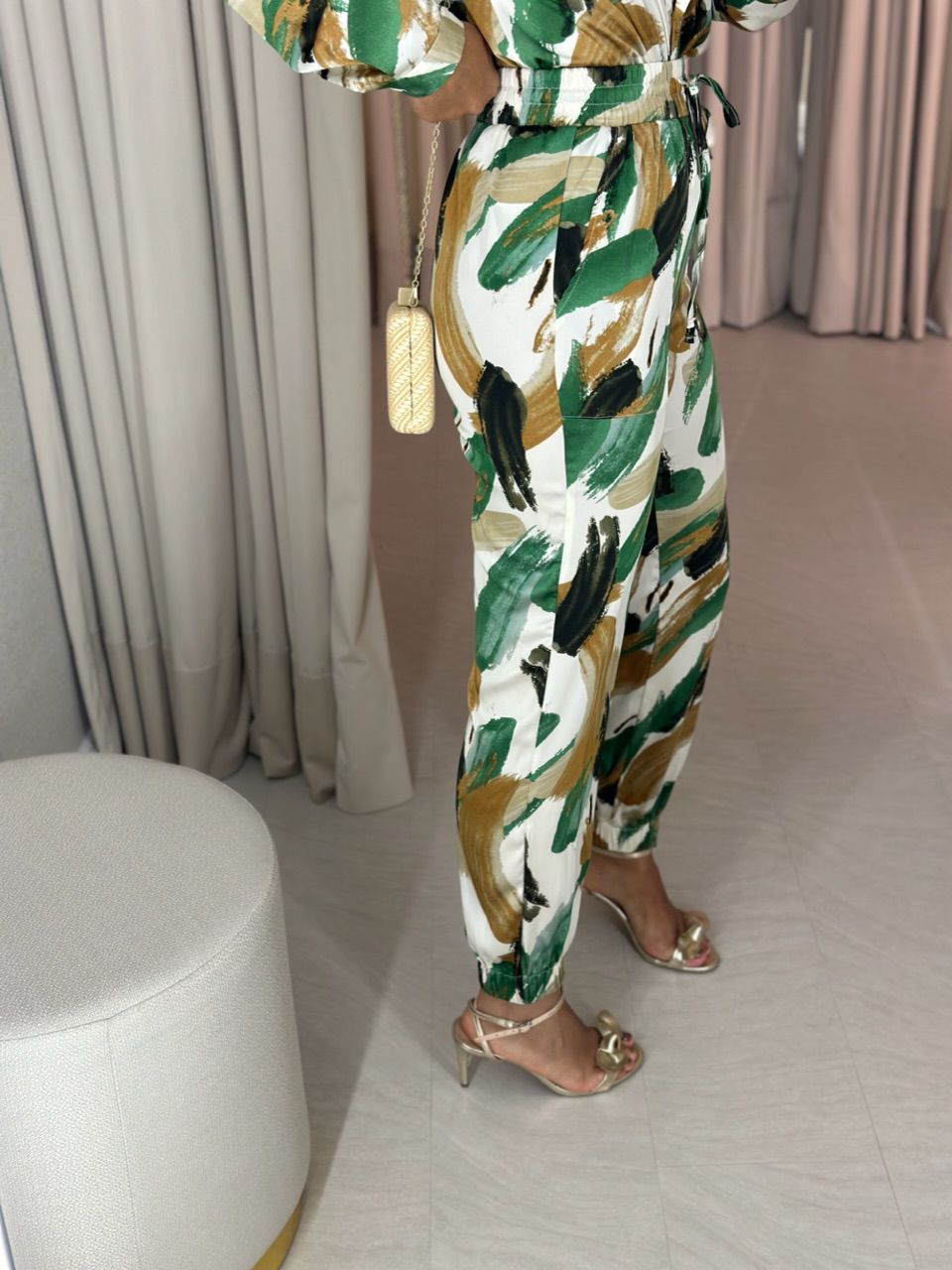 CALÇA JOGGER NINA ESTAMPADA VERDE