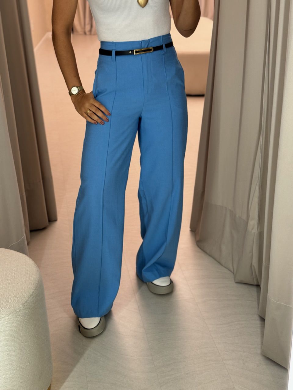 CALÇA JÚLIA PANTALONA AZUL - 0049740109 - CAROLLA FERRARO