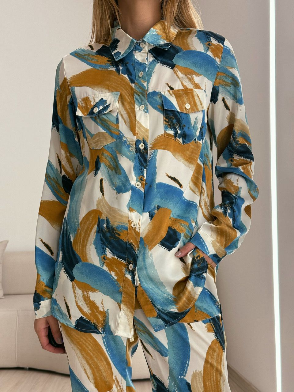 CAMISA RAQUEL ESTAMPADA AZUL CLARO