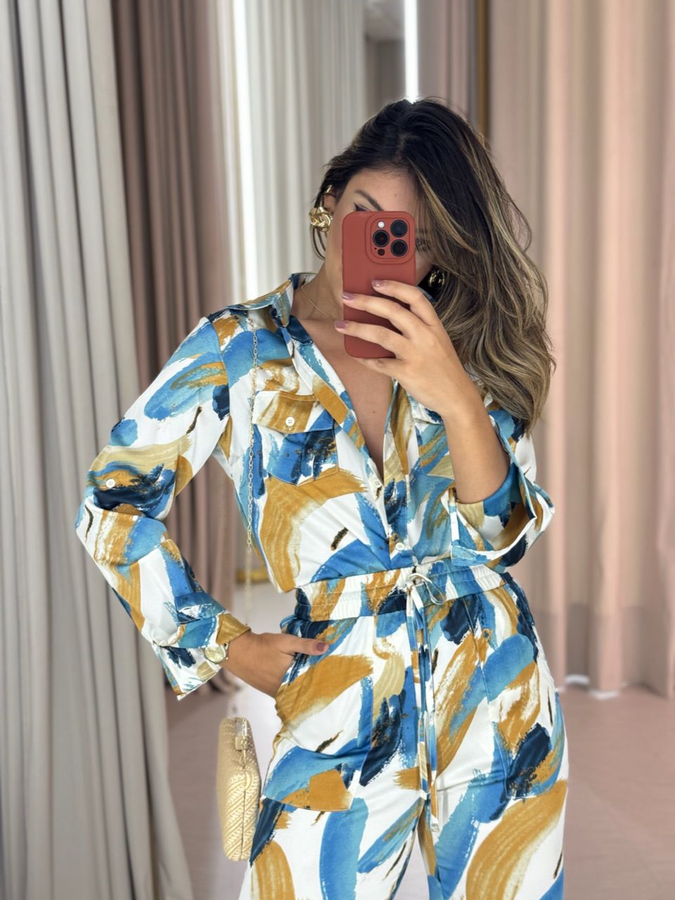 CAMISA RAQUEL ESTAMPADA AZUL CLARO
