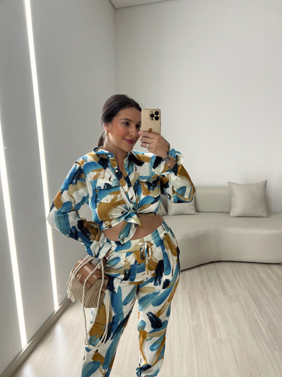CAMISA RAQUEL ESTAMPADA AZUL CLARO