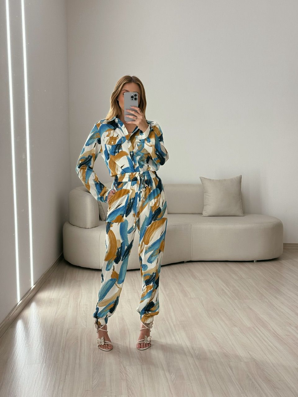CAMISA RAQUEL ESTAMPADA AZUL CLARO