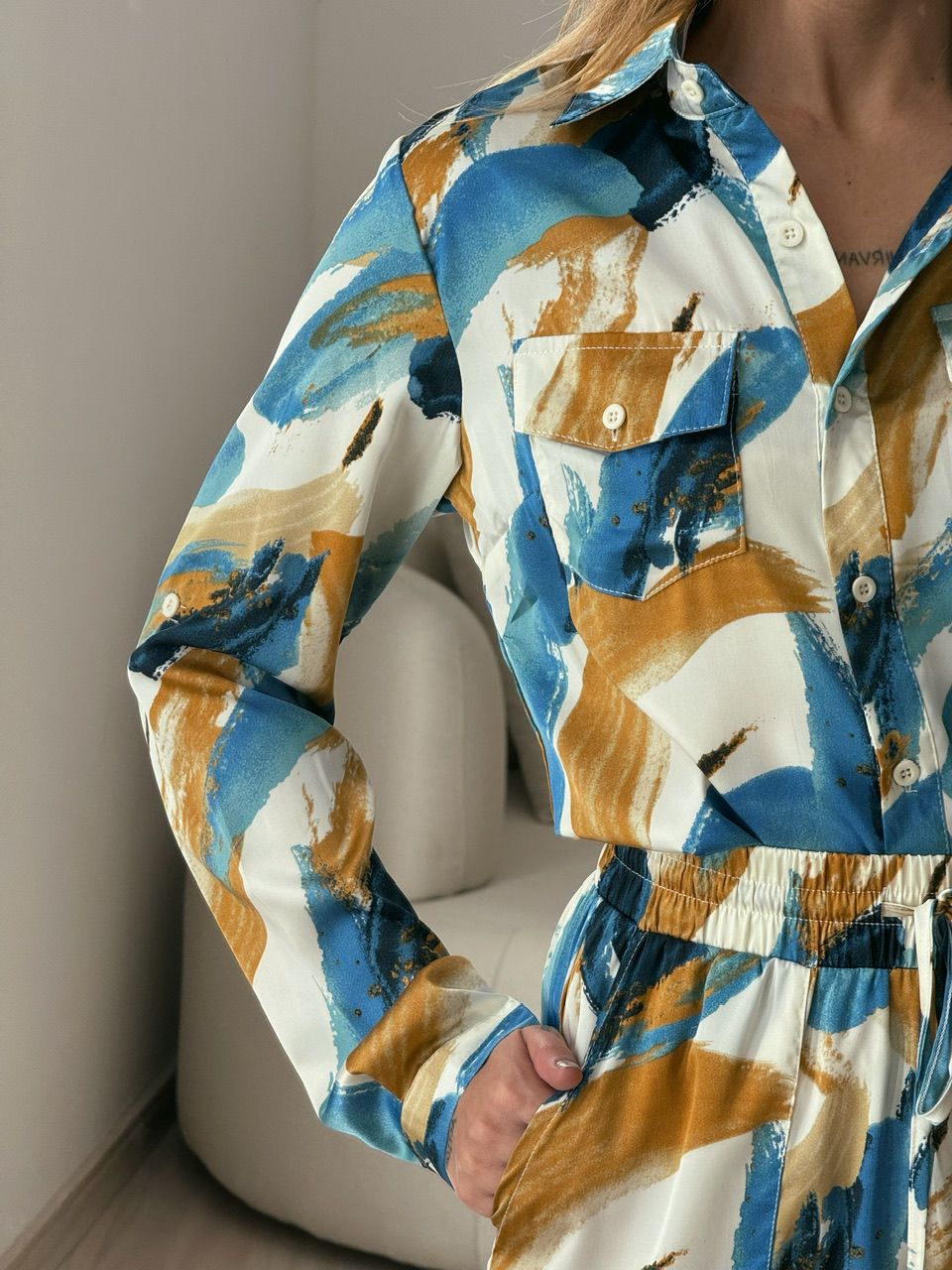 CAMISA RAQUEL ESTAMPADA AZUL CLARO