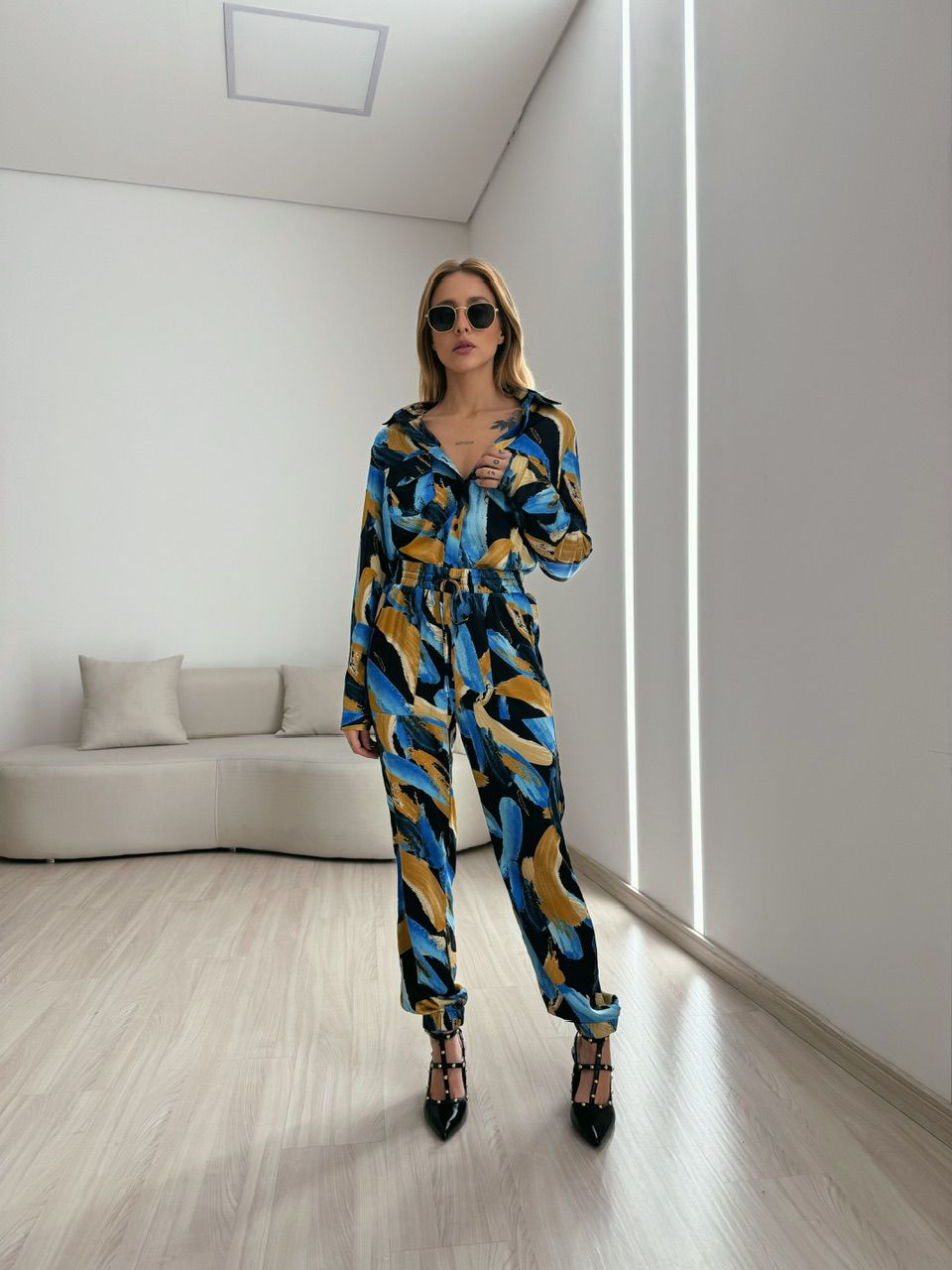 CAMISA RAQUEL ESTAMPADA PRETA