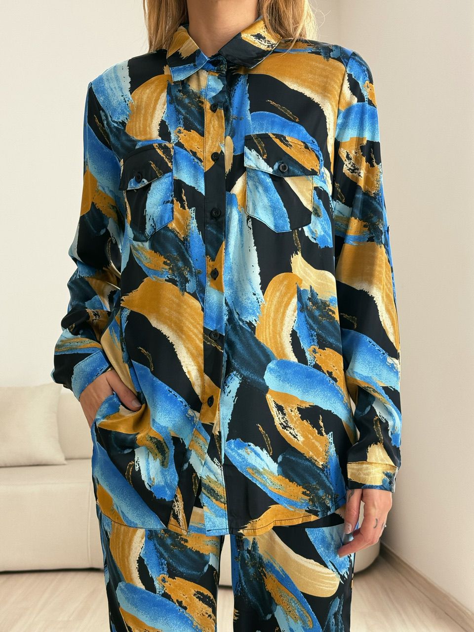 CAMISA RAQUEL ESTAMPADA PRETA