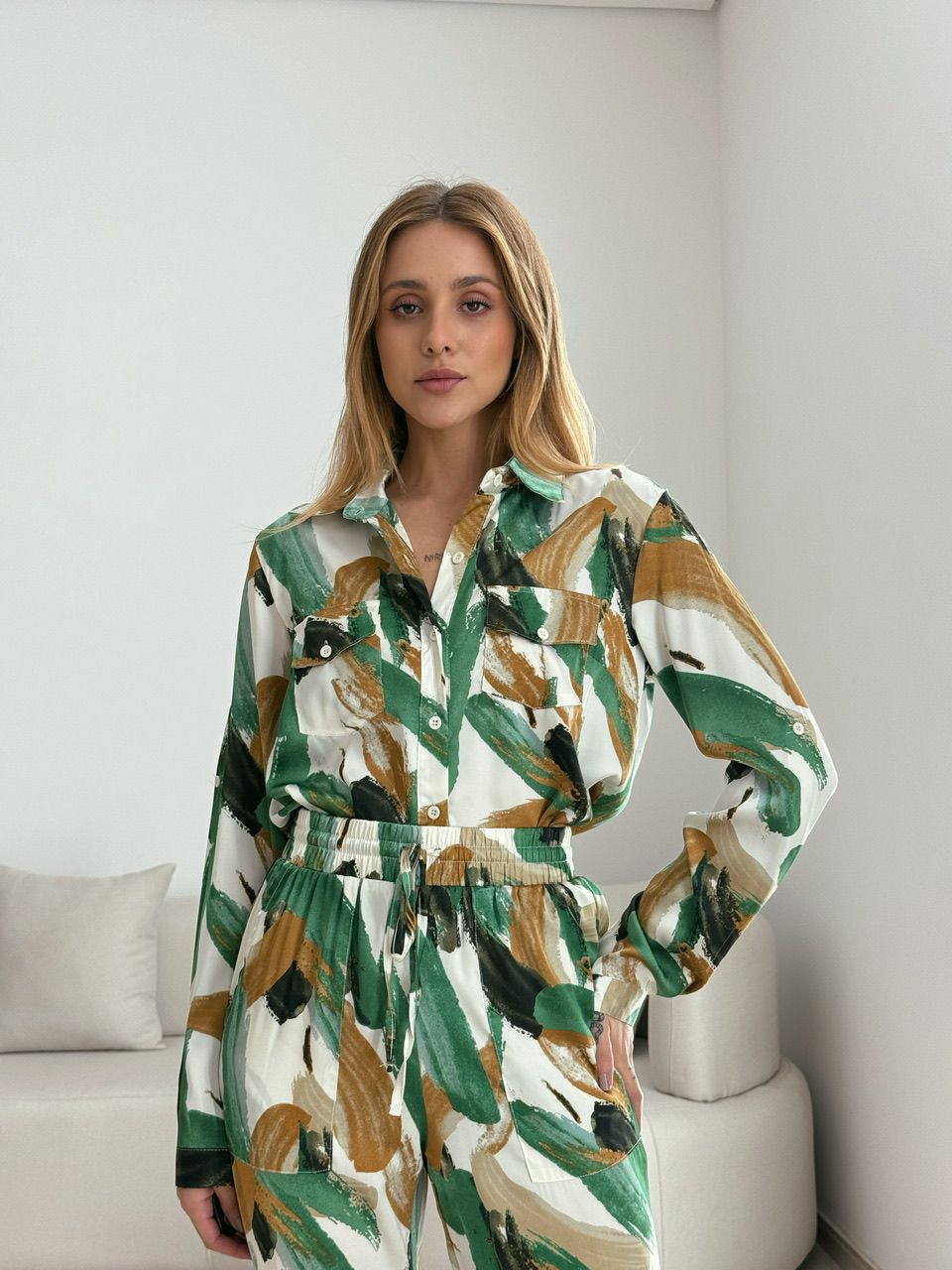 CAMISA RAQUEL ESTAMPADA VERDE